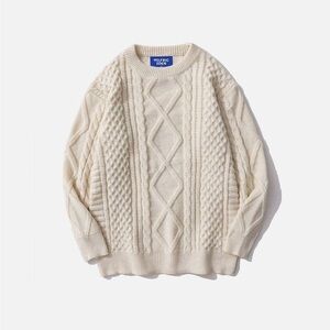 Aelfric Eden Ivory 90’s Cable Knit Crewneck Sweater